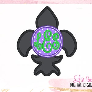 Mardi Gras applique, Fat Tuesday, Mardi gras embroidery, monogram frame, Fleur De Lis, Embroidery, beads, 4X4 5x7 6x10 INSTANT DOWNLOAD
