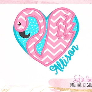 Flamingo, Flamingo applique, Flamingo embroidery, spring, summer, heart, heart applique, Embroidery Design, 4X4 5x7 6x10 INSTANT DOWNLOAD