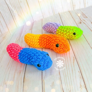 Digitale Anleitung, Gummibandwurm, Süßigkeit, gehäkelt, amigurumi, niedlich, Kinder, Plüsch, Regenbogen, handgemacht, niedlich, girly, kawaii, plushie