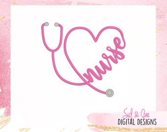 nurse, Hero, RN, nursing, care, hospital, stethoscope, lpn, crna, love, heart  rn, Embroidery Design Pattern, 4X4 5x7 6x10 INSTANT DOWNLOAD