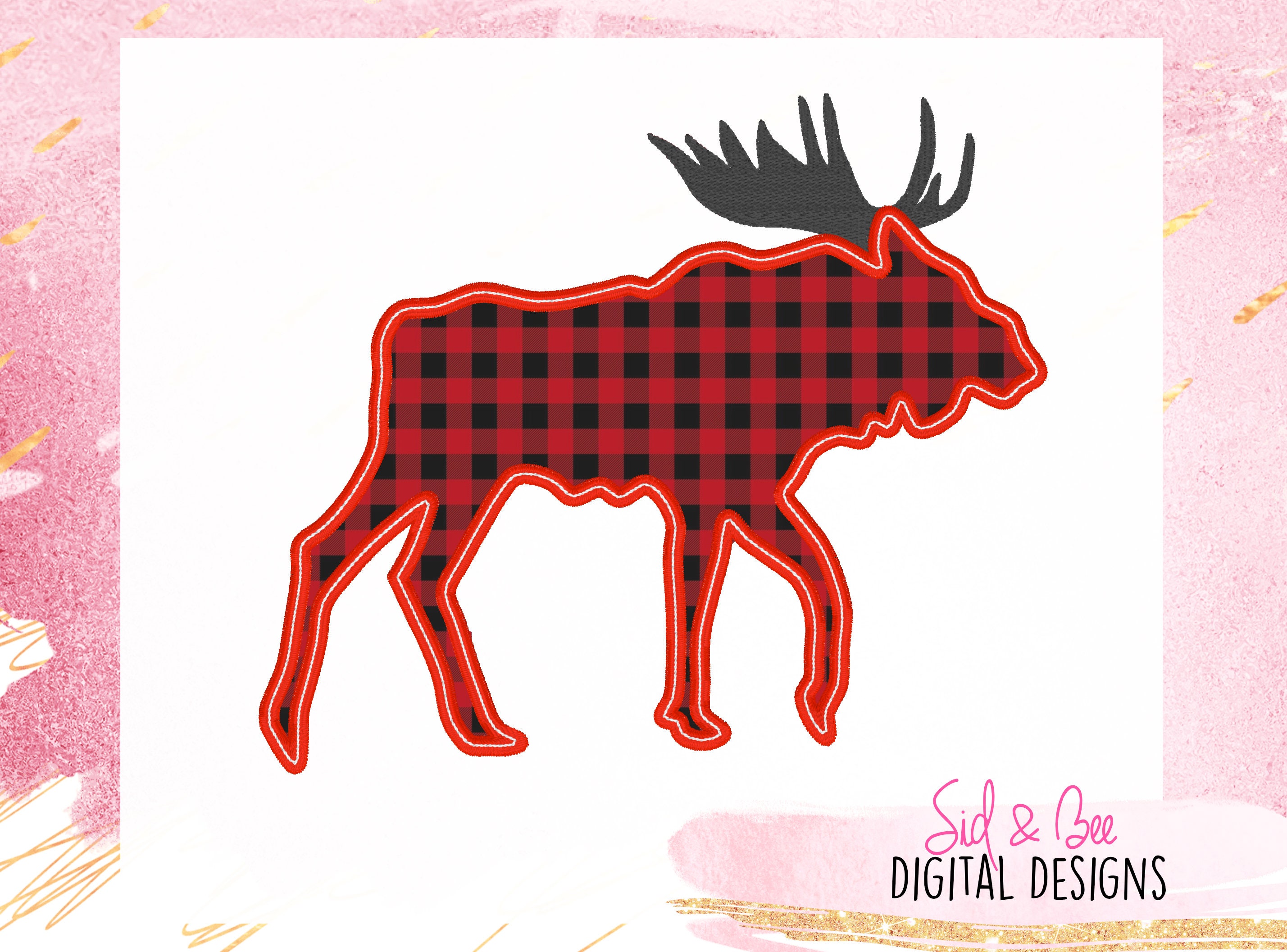 Moose Applique Moose Silhouette Applique Design Moose Etsy