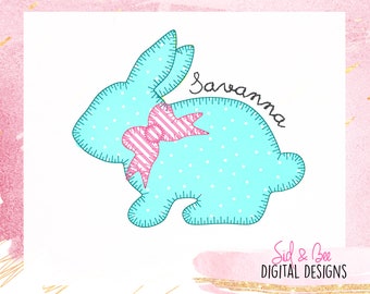 Bunny, blanket stitch, Easter Applique, Bunny Applique, bow, girls, bunnie, Rabbit, quick, Embroidery Design, 4X4 5x7 6X10 INSTANT DOWNLOAD