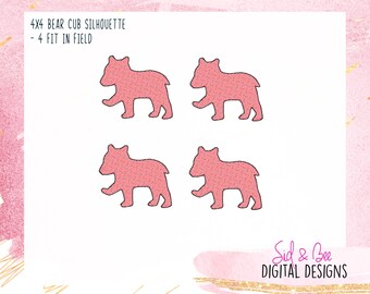 Bear Cub Feltie, Bear cub, Bear Silhouette, Feltie, machine embroidery design, ITH design, feltie design, 4X4 INSTANT DOWNLOAD