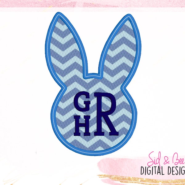 Easter Bunny, Monogram Frame, Boys easter, Bunny applique, boys applique, Easter applique, Easter Embroidery, 4X4 5x7 6x10 INSTANT DOWNLOAD