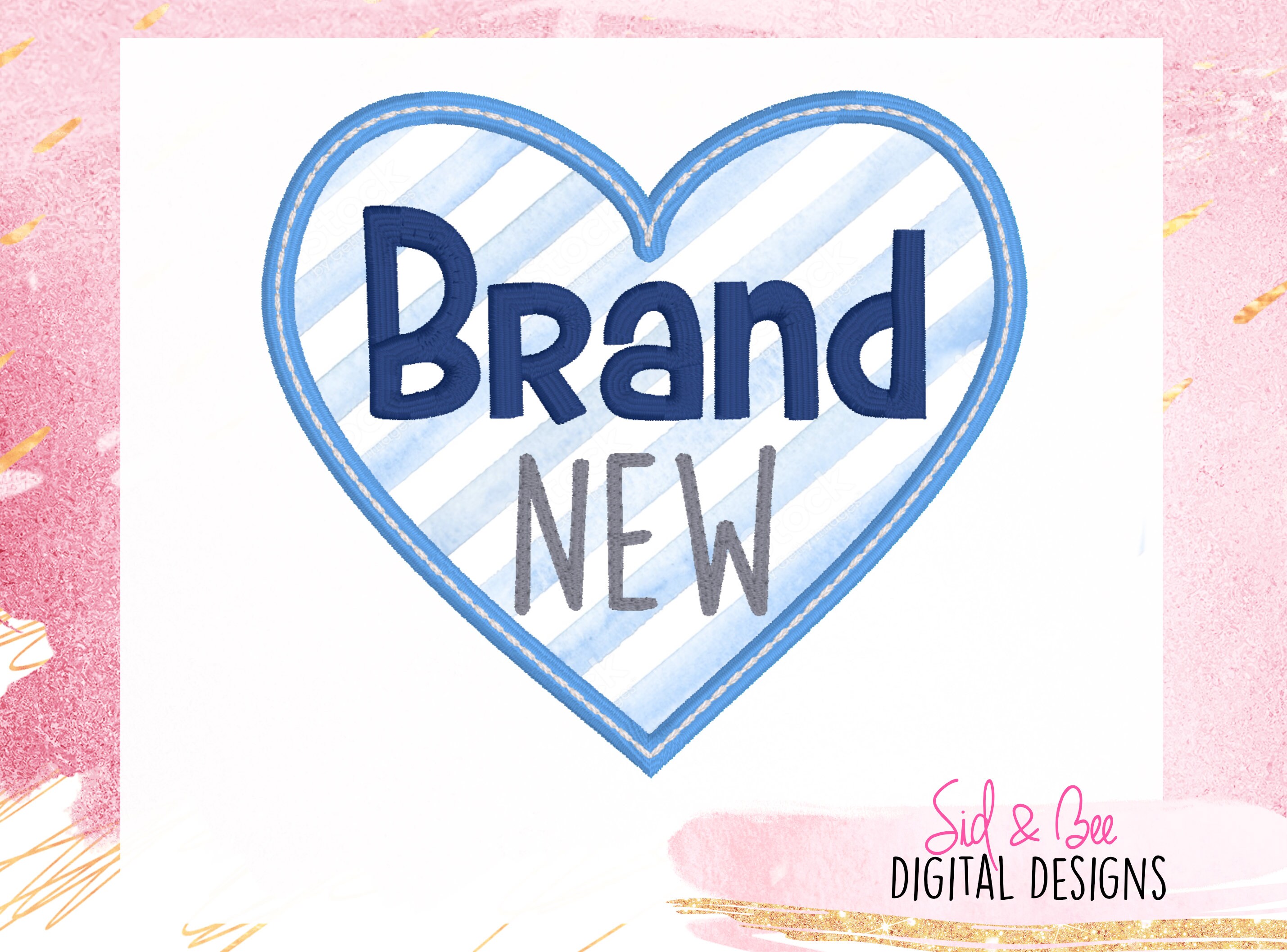 New Born Blended Caps Heart Embroidery White