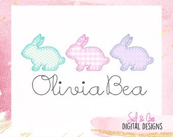 Bunny, trio, blanket stitch, Easter Applique, Bunny Applique, Cute, girls, bunnies, spring, Embroidery Design, 4X4 5x7 6X10 INSTANT DOWNLOAD
