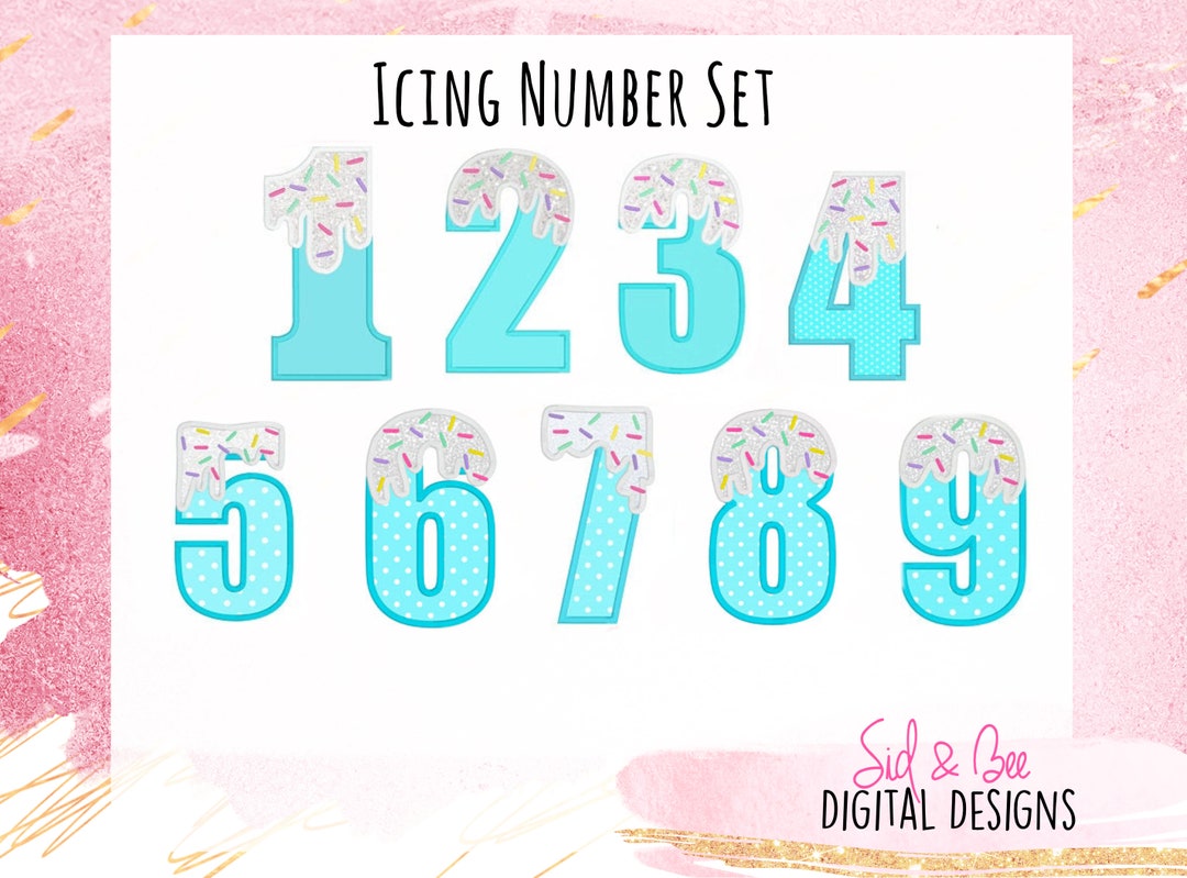 Icing Cut Numbers Applique Numbers, Embroidery Numbers, Birthday, Set, Icing, Frosting ...