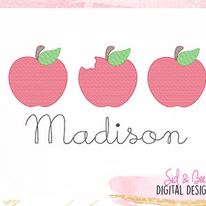 Apple Sketch Trio, popsicle, sketch Design, Apple embroidery, apple birthday, girls birthday, back to school, 4X4 5x7 6X10 INSTANT DOWNLOAD