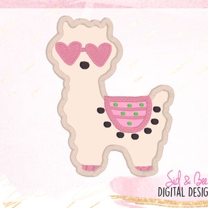 Llama, llama applique, llama embroidery, valentines, valentine, Embroidery Design Pattern, 4X4 5x7 6x10 INSTANT DOWNLOAD now available