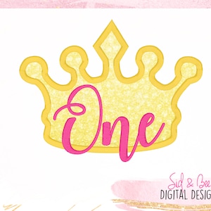 Princess Birthday, Crown numbers, Tiara, First birthday, one, Crown Applique, girls, baby, Embroidery Design, 4X4 5x7 6x10 INSTANT DOWNLOAD
