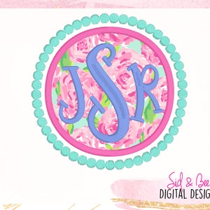 Circle Monogram, Circle applique, Patch embroidery, Monogram frame, patch applique, monogram applique, dots, 4X4 5x7 6x10 INSTANT DOWNLOAD