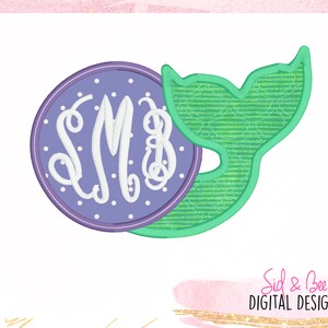 Mermaid Monogram Frame, Mermaid Applique, Summer, Cute, monogram, birthday, Embroidery Design, Mermaid, sea, 4X4 5x7 6X10 INSTANT DOWNLOAD