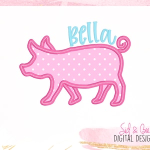 Pig applique, Pig Silhouette Applique Design, Pig embroidery, Farm, First Birthday, pigglet, baby, silhouette,4X4 5x7 6X10 INSTANT DOWNLOAD