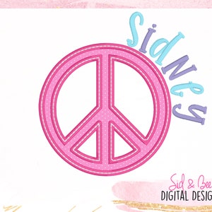 Peace Sign Applique, Peace, Hippie, 70&#39;s, 60&#39;s, Peace Applique, Love, Hippie sign, girls, boys, cute, 4X4 5x7 6x10 INSTANT DOWNLOAD