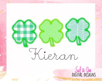 Shamrock, trio, blanket stitch, St. Patrick's Applique, Shamrock Applique, ST. Patrick's Day, Embroidery Design, 4X4 5x76X10 INSTANTDOWNLOAD