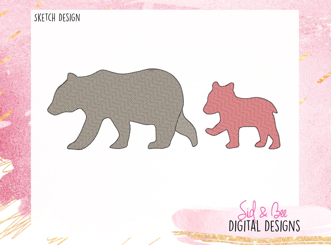 Mama Bear, BEAR Silhouette Sketch Design, Bear Embroidery, Wild One ...