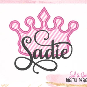 Crown, Princess Crown, Tiara, First birthday, Girls, princess birthday, crown applique, princess applique, One, 4X4 5x7 6X10 INSTANTDOWNLOAD