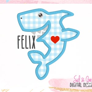 Shark, shark applique, Valentines Day, baby shark, birthday, shark embroidery, heart, boys, shark silhouette, 4X4 5x7 6x10 INSTANT DOWNLOAD