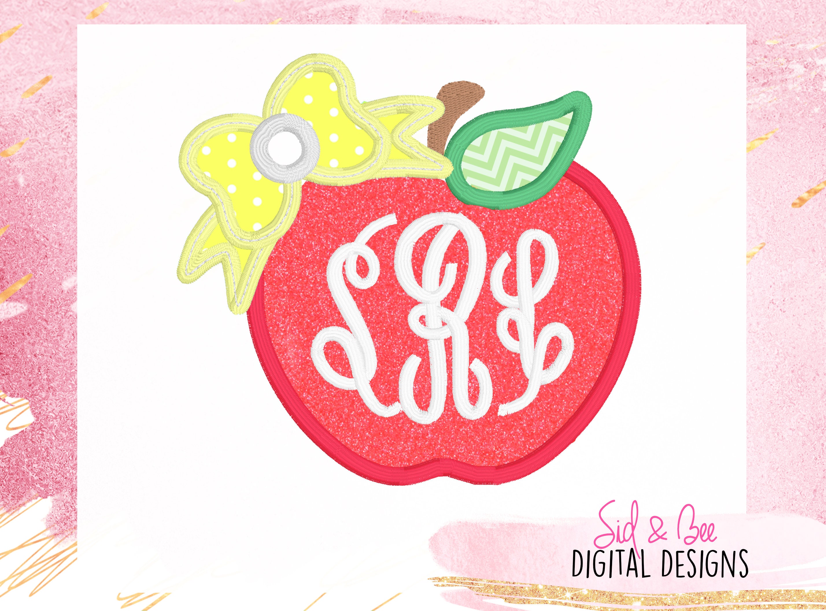 Apple Applique Back to School Preschool Embroidery Design | Etsy