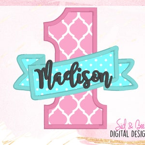 First Birthday, Banner, Number Applique, Birthday, One, Embroidery