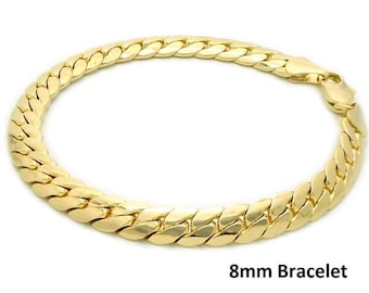 14k Gold 8mm 8" Cuban Link Bracelet