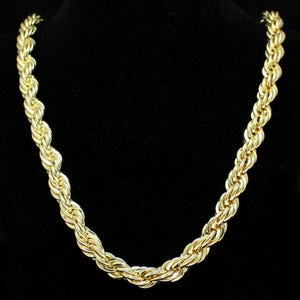 Cadena de cuerda de oro de 14k, 10 mm y 24 pulgadas.