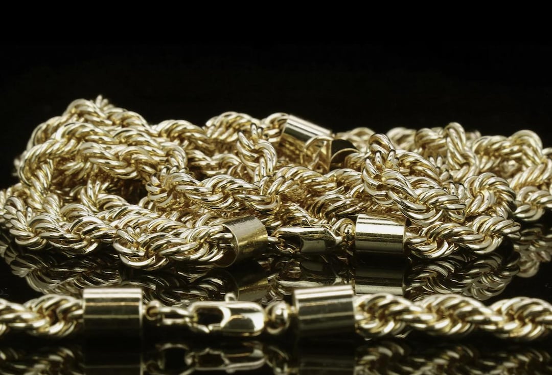 Gold Rope Chain 2k Men's 24K Gold 10mm & 2.5mm 30