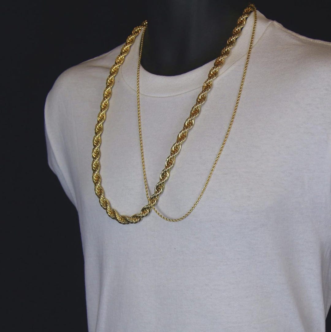 Gold Rope Chain 2k Men's 24K Gold 10mm & 2.5mm 30