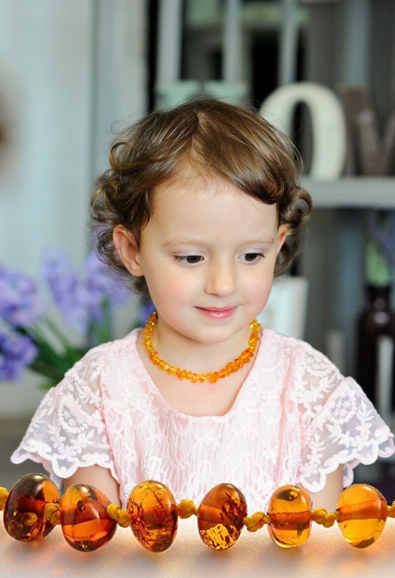Natural Amber Teeth Bracelet /& Anklet with Beads New Mom Gift from Godparents Baltic Amber Teething Necklace for Baby Gift Rackage