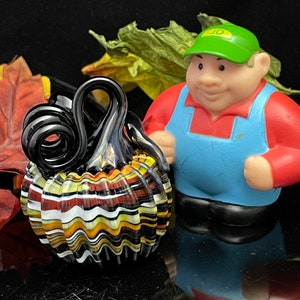 Classy fall color swirl glass mini Pumpkin