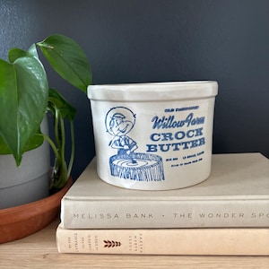 Vintage Willow Farm Butter Crock: 1940s Red Wing Dairy Stoneware