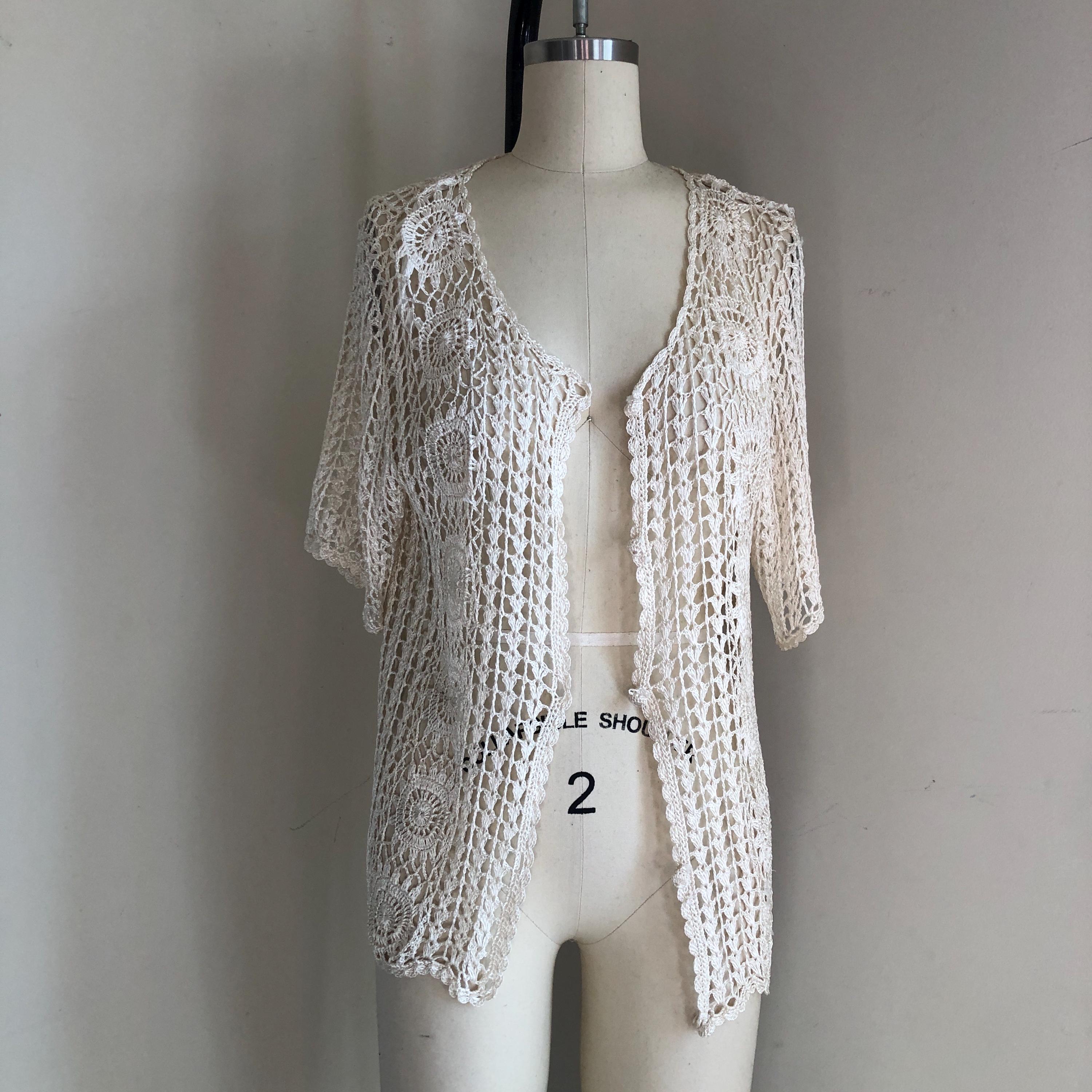 Y2K Vintage Crochet White Top