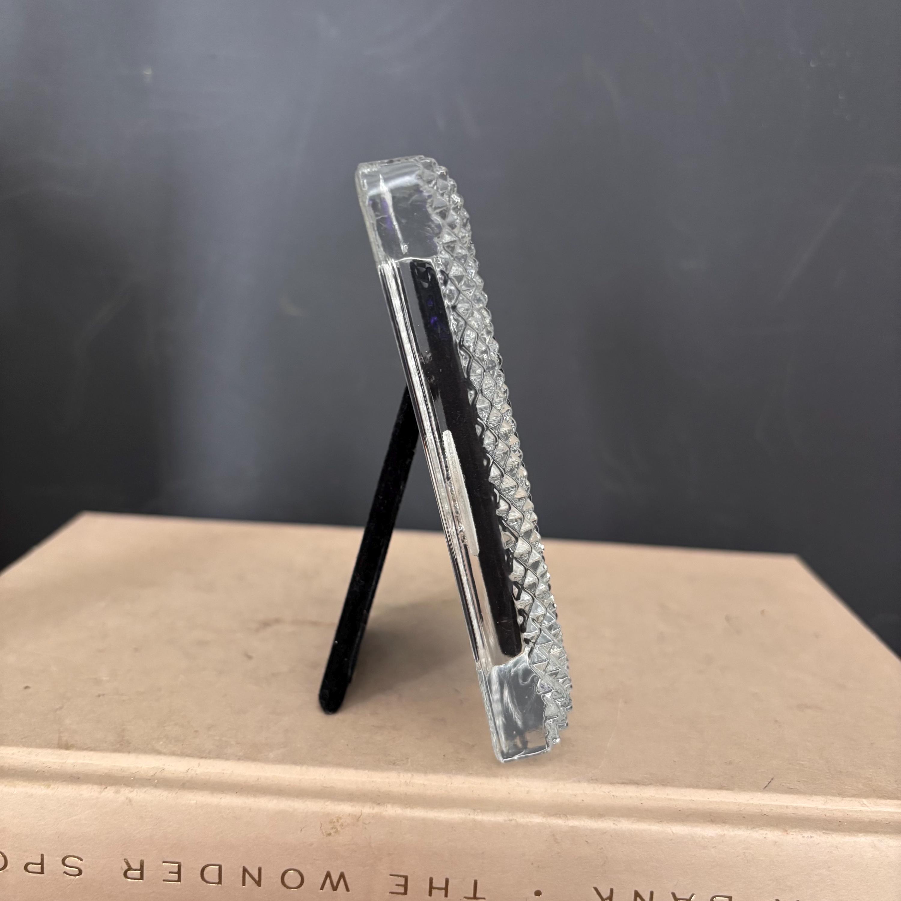 Vintage Crystal Glass Picture Frame Diamond Cut Design Photo Display 3 ...