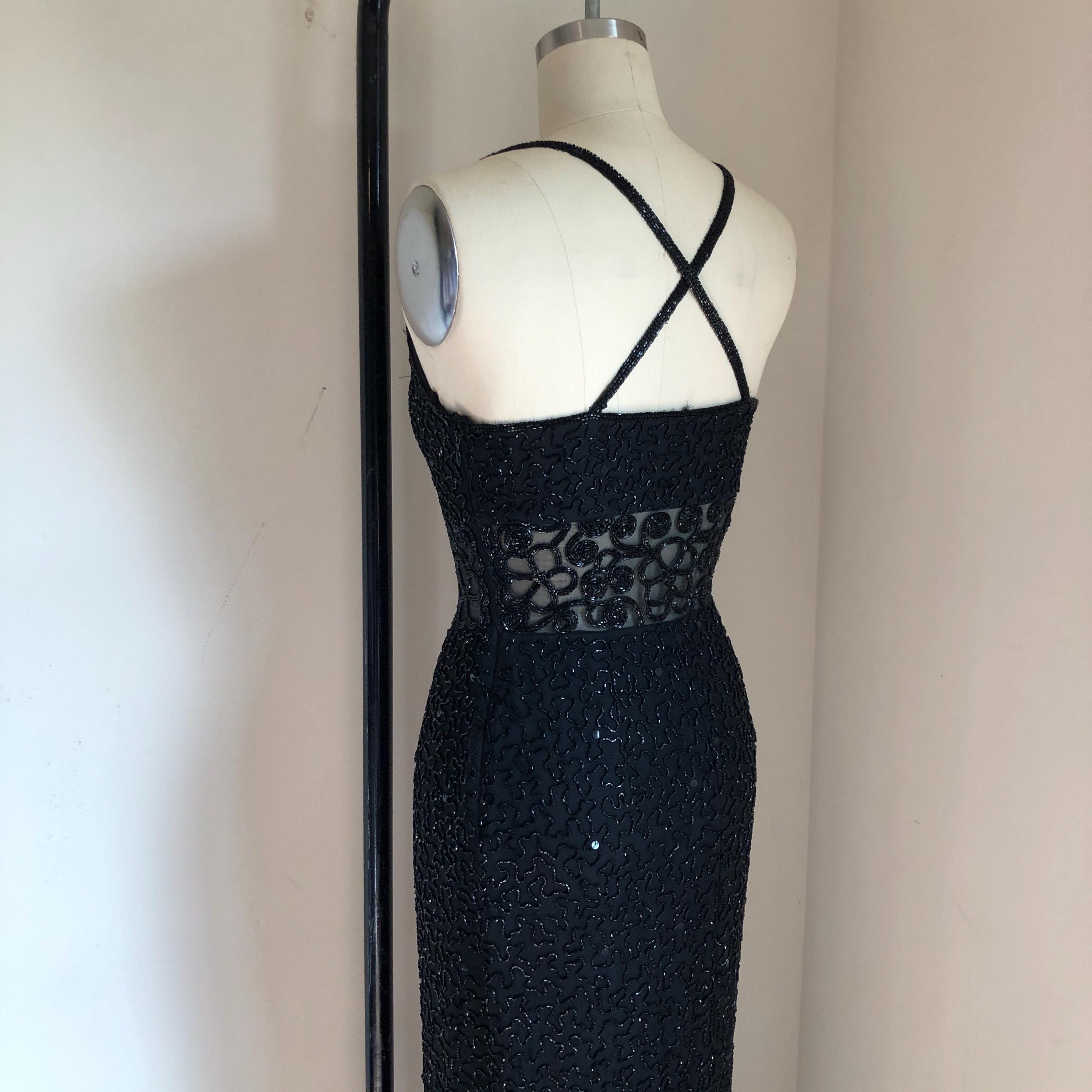 Vintage Cache Black Sequined Gown
