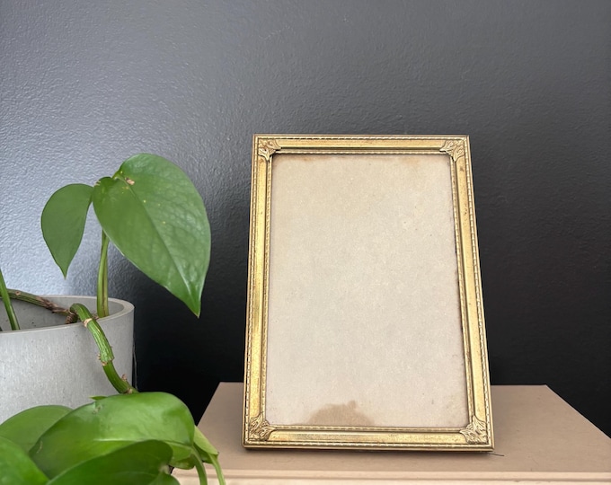 VTG 5x7 Ornate Gold Tone Metal Photo Frame Embossed Flower Embellished ...