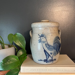 Vintage Huge Rowe Pottery Works Crock Rooster Motif 1986