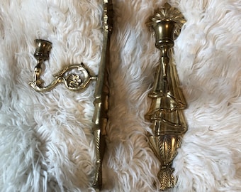 ヴィンテージ真鍮製キャンドルホルダー壁付け燭台（ペア） - Etsy 日本