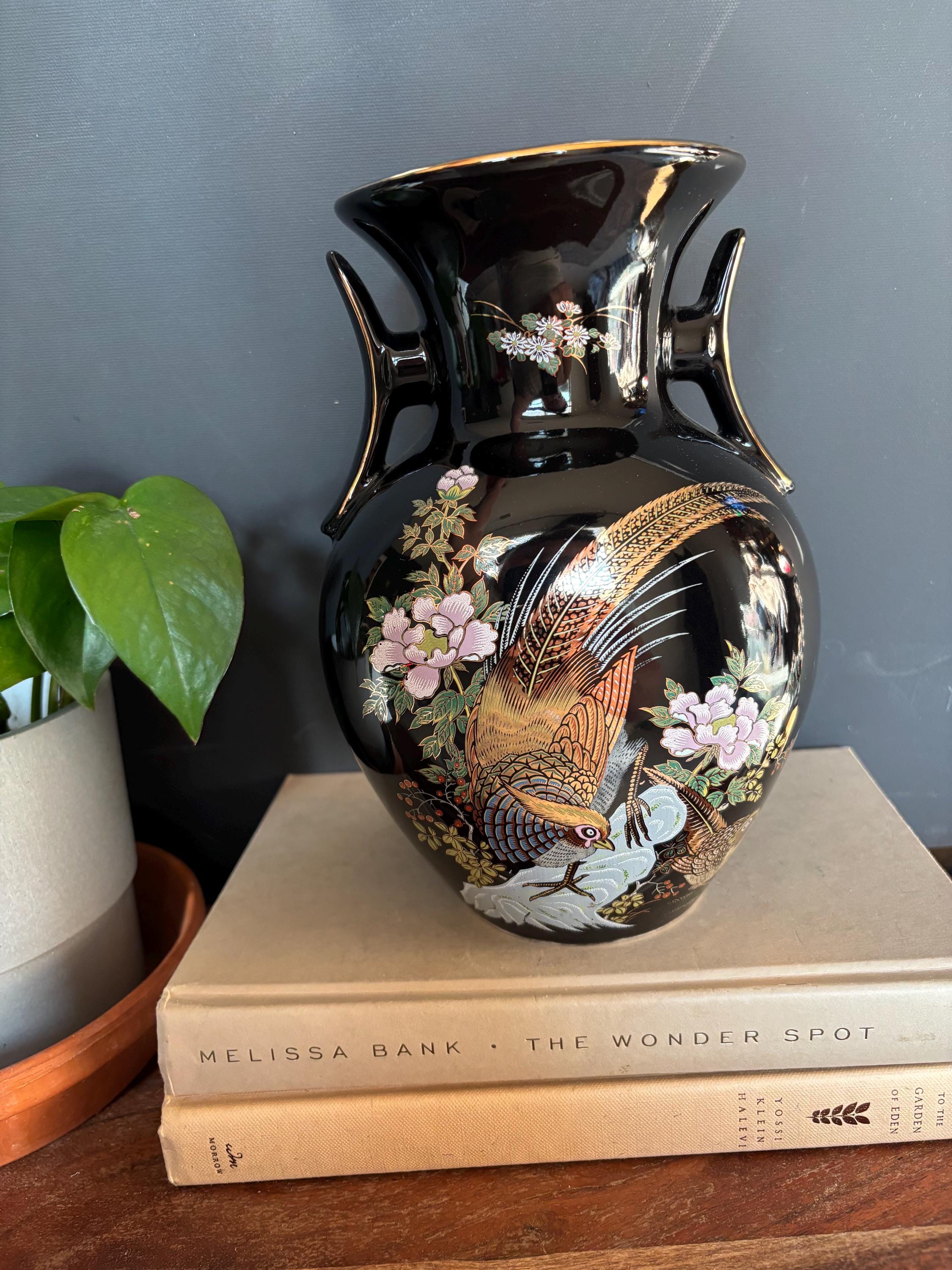 ●JAPANESE MODERN VINTAGE FLOWER VASE ● Y8477 FLOWER VASE Seto-ware signed box Japan ikebana floral 花瓶・フラワースタンド