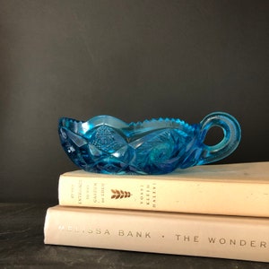 Vintage blue glass candy dish