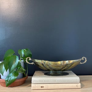 Vtg Hammered Brass Pedestal Bowl Compote Centerpiece Polished