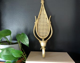 Vintage Homco Plastic Wicker Rattan Candle Wall Sconce | BOHO Wall Decor