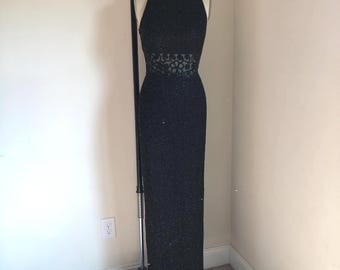 Vintage Cache Black Sequined Gown