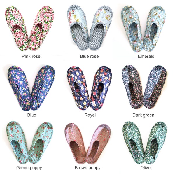 Washable Cotton Quilted Padded Non-slip Opened or Closed Toes Style Home Art Indoor Slippers