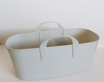 Plastic Flexible Oval Carrying Storage Shopping Light Weight Portable Basket with Handles Multi Purpose