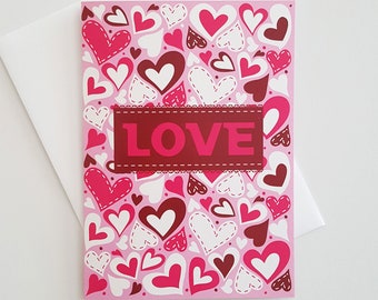 Valentine's Day All Occasions Pink Brown Hearts Love Greeting Card