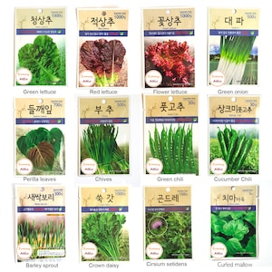 Korean Wholesome Vegetable Lettuce, Perilla, Crown daisy, Aster, Mellon, Sweet Pumpkin, Radish, Pickpurse Seeds you grown own - Each Pack
