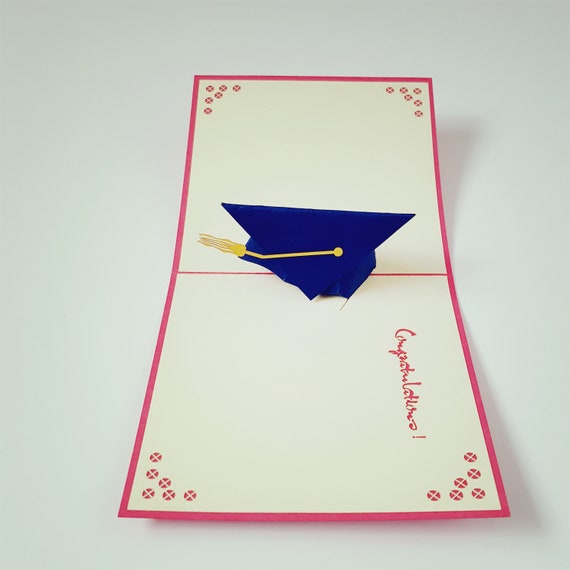 Congratulation Graduation Cap 3d Pop Up Handmade Origami Gift Card