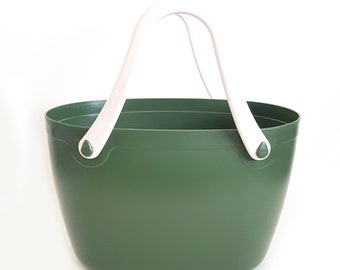 Plastic Oval Carrying Sturdy Storage Shopping Portable Lunch Basket with Flexible Handles Multi Purpose