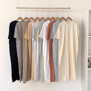 Women Cool Summer 100% Cotton Basic Simple free size Overfit Dress Skirt with pockets and side cut