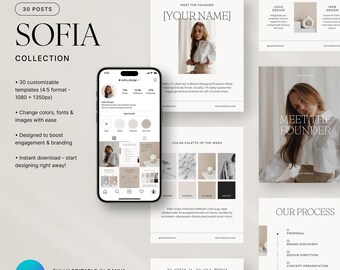 Beige Instagram Canva Templates for Brand Designers | Editable Social Media Pack